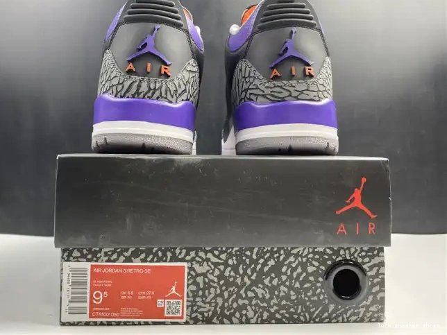 Rep LUCY 3 Purple Air 050 Retro Black Court CT8532 Jordan 0515